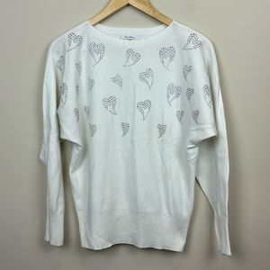 Vila Milano | Cotton Color Sweater; with Hearts Comprised of Silver Studs; Med